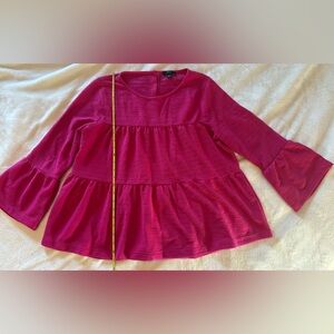 J. Crew Bright Pink Long Sleeve Top Large L
